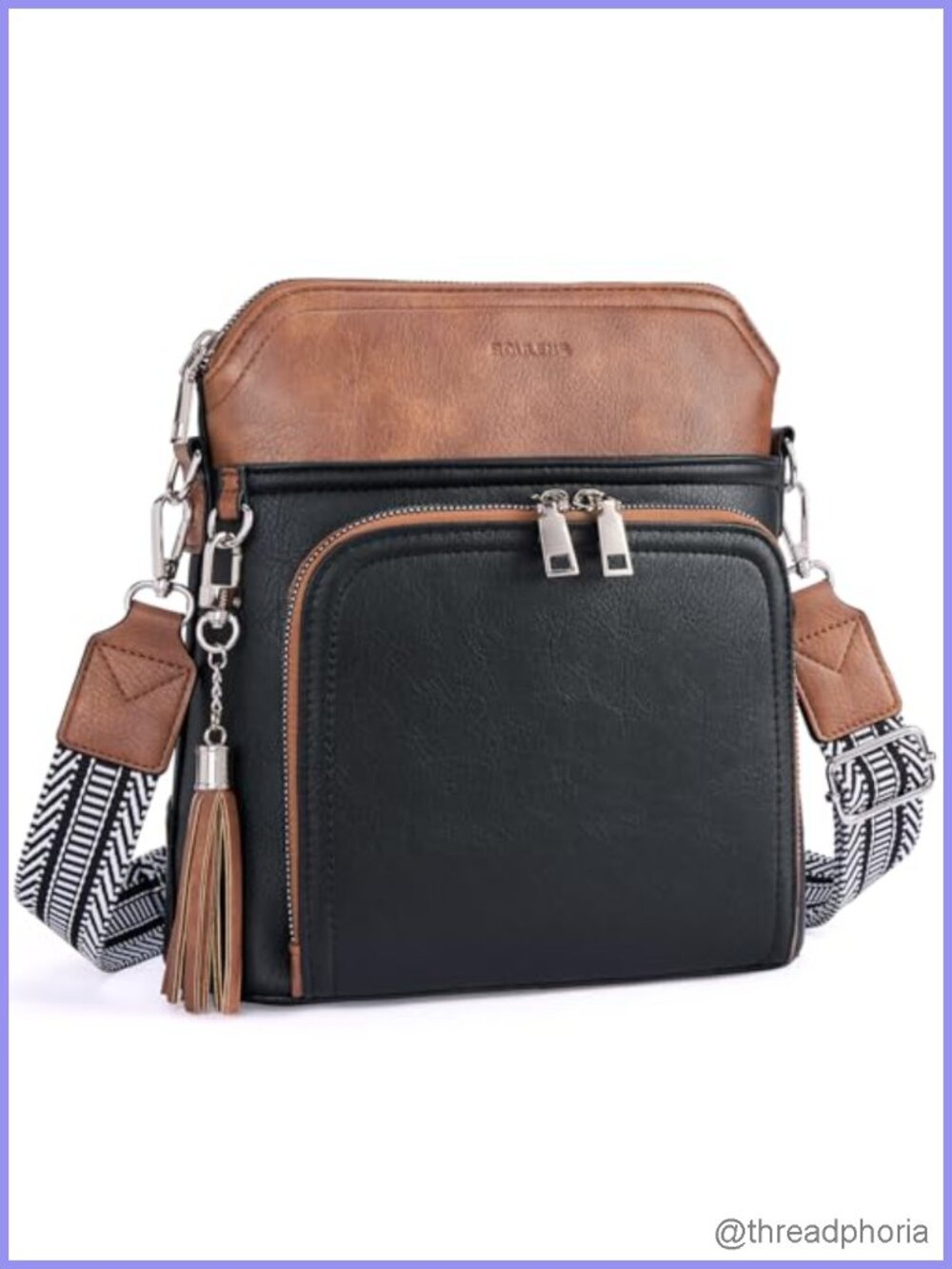 Vegan Leather Crossbody Purse for Women RFID Wallet Travel Handbag with Tassel